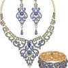 Paxuan Paxuan Silver Gold Plated Wedding Jewelry Sets Bridal Necklace Rhinestone Earrings Bracelets Jewelry Sets