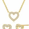 Bopiu Bopiu Heart Necklace Earrings Set For Women,Heart Stud Earrings Necklace Gift Jewelry Sets