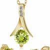 Gem Stone King Gem Stone King 18K Yellow Gold Plated Silver Green Peridot And White Diamond Pendant And Earrings Jewelry Set For Women (2.60 Cttw With 18 Inch Chain) Jewelry Sets