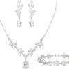 Mayfox Mayfox Bridal Cz Dangle Drop Earring Tennis Bracelet Necklace Sets For Woman, Wedding Waterdrop Marquise Cubic Zirconia Jewelry Gift For Bride Bridesmaid Jewelry Sets