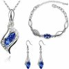 GracesDawn Graces Dawn Beautiful Cubic Zirconia With Platinum Plated Chain Necklace Angel Elf Pendant Mosaic Crystal Necklace Bracelet And Earrings Set Necklace 18\" Jewelry Sets