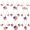 NVENF 4Th Of July American Flag Necklace Earrings For Women Enamel Patriotic Heart Star Pendant Necklace Independence Day Drop Dangle Earring Patriotic Jewelry Set Giftce Earrings Set 4Th Of July Jewelry Gift Jewelry Sets