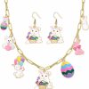 HSWE Hswe Easter Necklace Earrings Set Enamel Cute Bunny Colorful Egg Rabbit Animal Pendant Necklace And Dangle Earrings For Women Girls Spring Easter Holiday Party Jewelry Sets Gifts Jewelry Sets