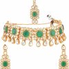 Efulgenz Efulgenz Indian Jewelry Sets For Women Bollywood Jewelry Indian Jewelry Set Kundan Crystal Choker Necklace Dangle Earrings Maang Tikka Head Chain Bollywood Wedding Jewelry For Women Jewelry Sets