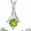 Gem Stone King Gem Stone King 925 Sterling Silver Green Peridot Pendant And Earrings Set For Women (3.00 Cttw, Round Gemstone Birthstone, With 18 Inch Chain) Jewelry Sets