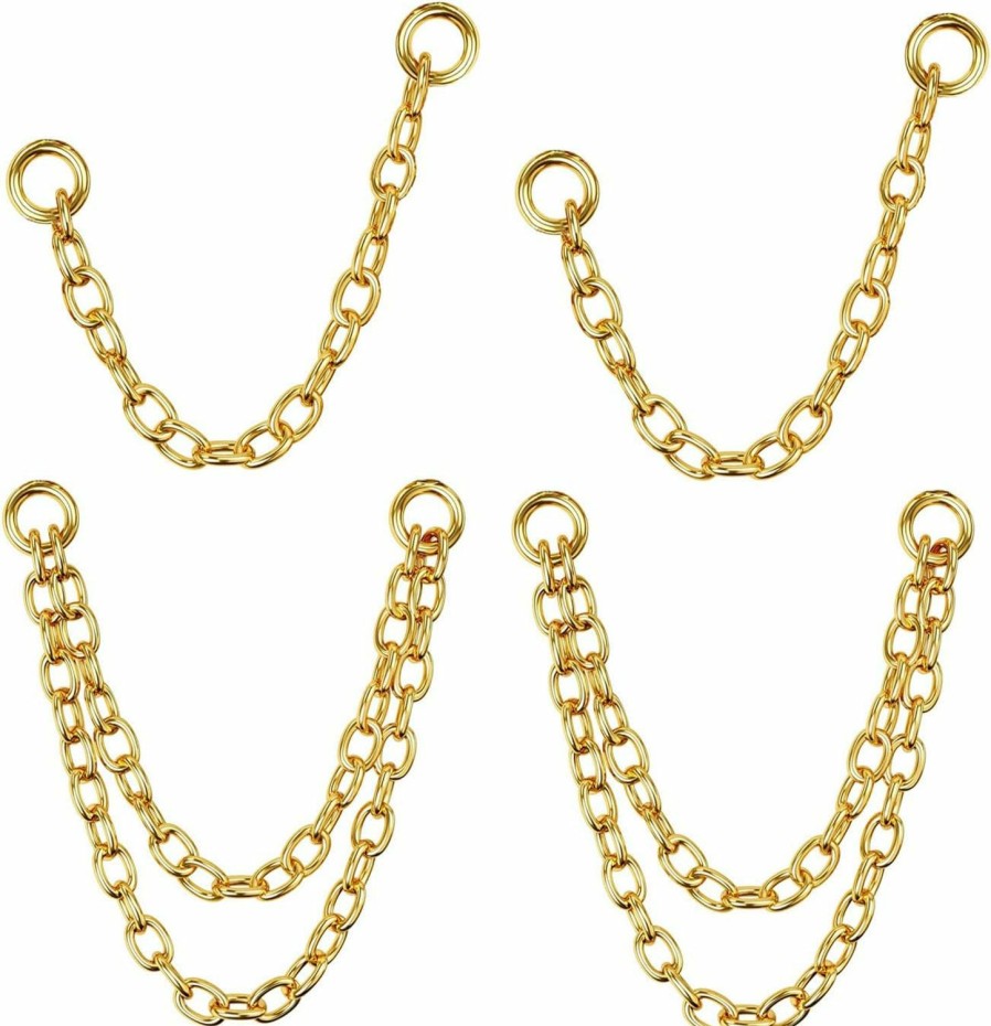 Goenjoy 4Pcs Gold Earrings Connector Chains Set For Women, Convertible Dangle Chain For Double Piercings 50Mm Jewelry Sets