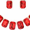 Rosemarie & Jubalee Rosemarie & Jubalee Women'S Bejeweled Colorful Emerald Cut Crystal Rhinestone Statement Necklace Earrings Bridal Gift Set, 16.5\"+3\" Extender Jewelry Sets