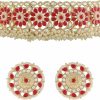 I Jewels I Jewels 18K Gold Plated Indain Wedding Bollywood Kundan & Pearl Studded Choker Necklace Jewellery Set For Women/Girls (K7208) Jewelry Sets