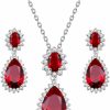 Lavencious Lavencious Teardrop Dangle Necklace & Earring Sets For Women Trendy Aaa Cubic Zirconia For Women Jewelry Sets