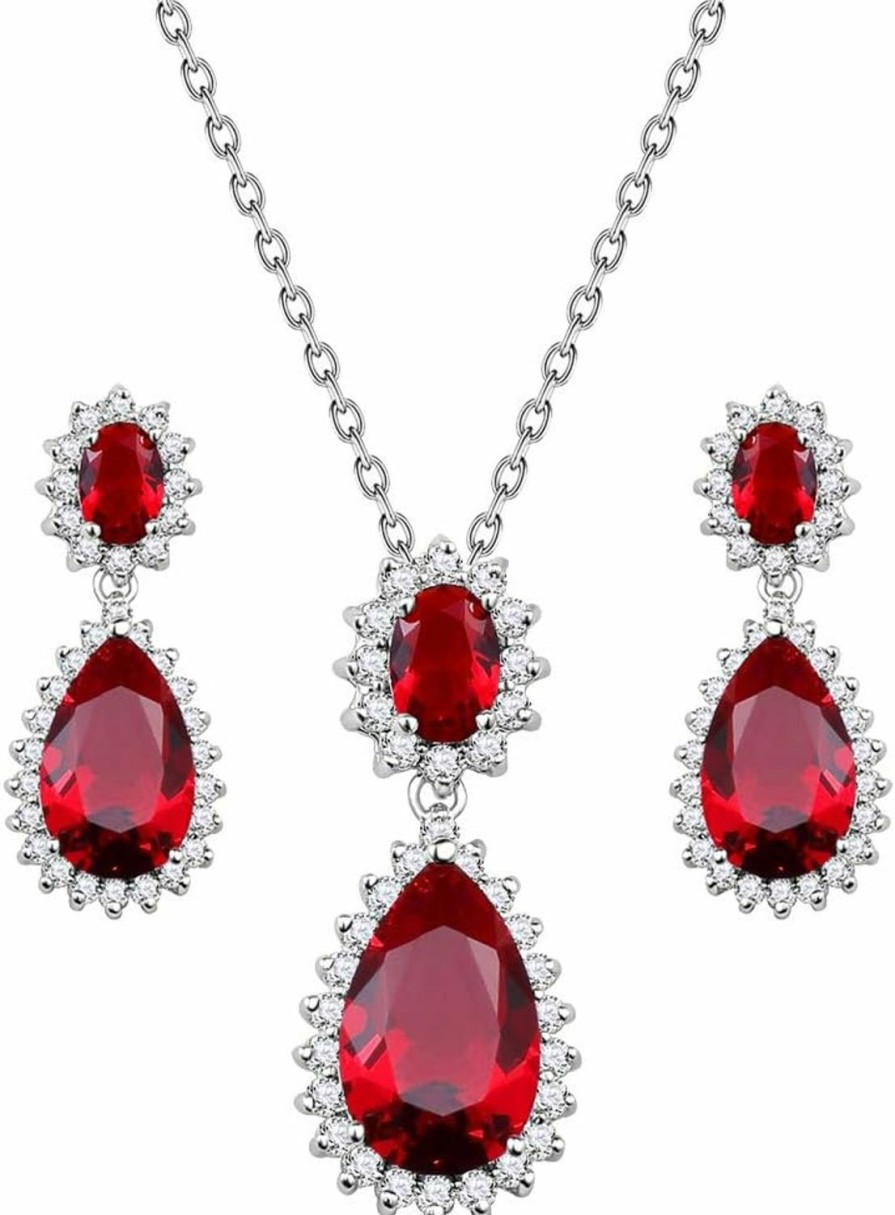 Lavencious Lavencious Teardrop Dangle Necklace & Earring Sets For Women Trendy Aaa Cubic Zirconia For Women Jewelry Sets