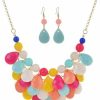 Zthread Zthread Floating Bubble Necklace Layered Teardrop Statement Necklace Resin Beaded Collar Necklace Earrings Jewelry Set For Women Jewelry Sets