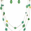 Coiris Coiris 3-Layer Illusion Line Long Necklace Earrings Set Ladies Green Beads Jewelry Sets