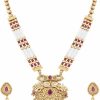 I Jewels I Jewels Indian Wedding Bollywood Gold Plated Traditional Antique Temple Brass Jewellery Long Pearl Necklace With Jhumki Earrings Set For Women/Girls Jewelry Sets