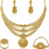 SUVAN JEWELRY Indian Women Jewelry Necklace Set African Dubai Bride Wedding Prom Fashion Jewelry 24K Gold Plated Necklace Bangles Rings Earrings Jewelry Sets