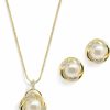 Mariell Mariell Freshwater Pearl Gold Wedding Necklace Earrings Set For Brides, Bridesmaids, Birthday Gift Jewelry Sets