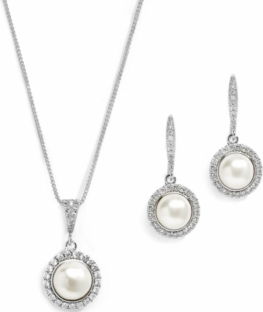 Mariell Mariell Pearl Bridal Wedding Necklace & Earrings Jewelry Set For Brides, Bridesmaids, Bridal Jewelry Set Jewelry Sets