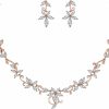 BriLove Brilove Wedding Jewelry For Bride Marquise Cz Flower Leaf Filigree Necklace Earrings Set Jewelry Sets