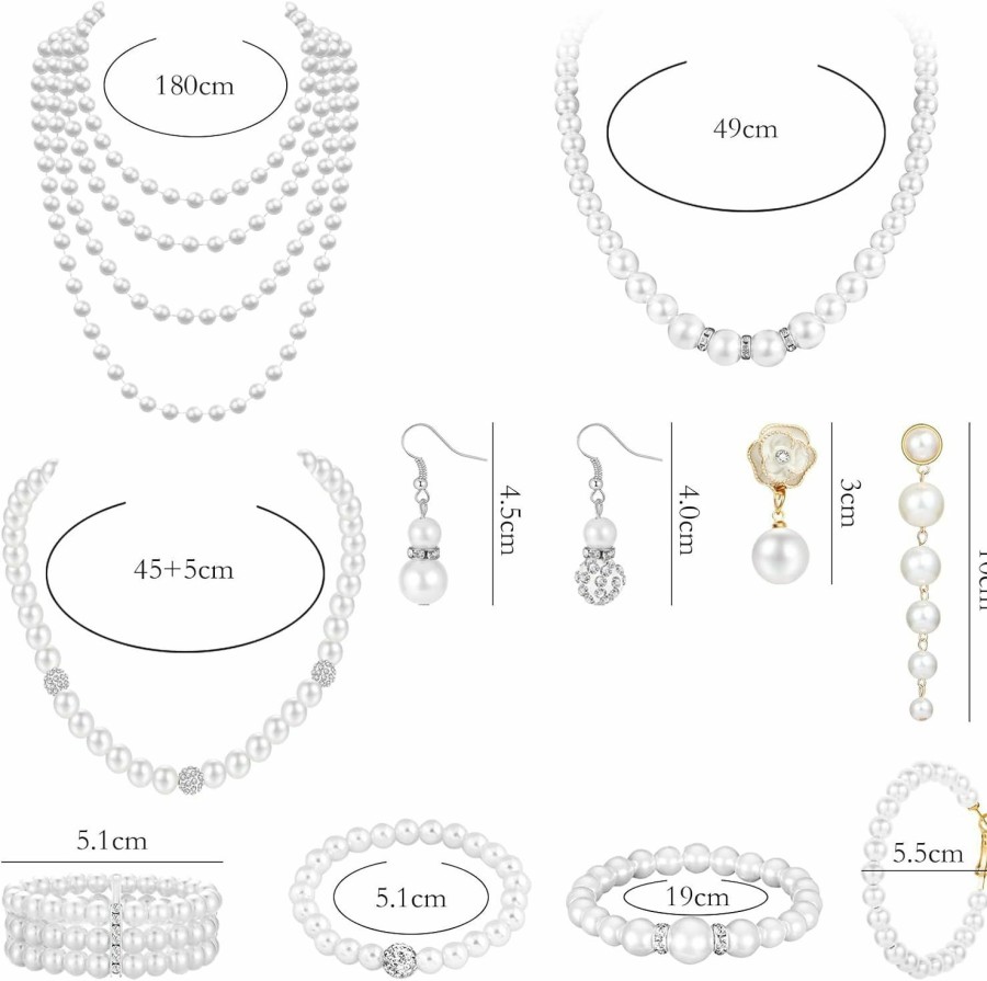 NEWITIN Newitin 11 Pieces Pearl Necklaces Pearl Earrings Pearl Bracelets Set For Women Faux Pearl Jewelry Set For Gift Prom Wedding Party Jewelry Accessories Jewelry Sets