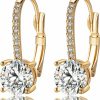 YUPHUNY Ladies 1 Carat Diamond Pendant Earrings 18K Gold Plated Cubic Zirconia Hanging Lever Bridal Earrings Girls And Women'S Fashion Jewelry Jewelry Sets