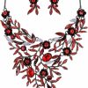 BriLove Brilove Wedding Bridal Leaf Cluster Jewelry Set For Women Crystal Flower Enamel Statement Necklace Dangle Earrings Jewelry Sets