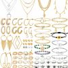 Thrilez Thrilez 63 Pack Of Jewelry Set For Women, Including 15 Pairs Fashion Earrings, 4 Pack Cute Necklaces, 13Pc Aesthetic Bracelets/Anklets And 31Pc Dainty Rings, Trending Gift For Teen Girls Jewelry Sets