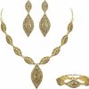 Flyonce Flyonce Wedding Jewelry Set Rhinestone Crystal Bridal Leaf Necklace Drop Dangle Chandelier Earrings Set For Women Girls Jewelry Sets