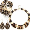 Junkin Junkin 3 Pieces Bohemia Leopard Jewelry Set Multilayer Leather Cuff Bracelet Leopard Print Earrings Leopard Print Necklace Collar Bib For Women Jewelry Sets