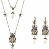 Balirek Balirek Beetle Dangle Necklace & Earrings Vintage Style Pearls Skull Star Drop Jewelry Set, Zinc Jewelry Sets