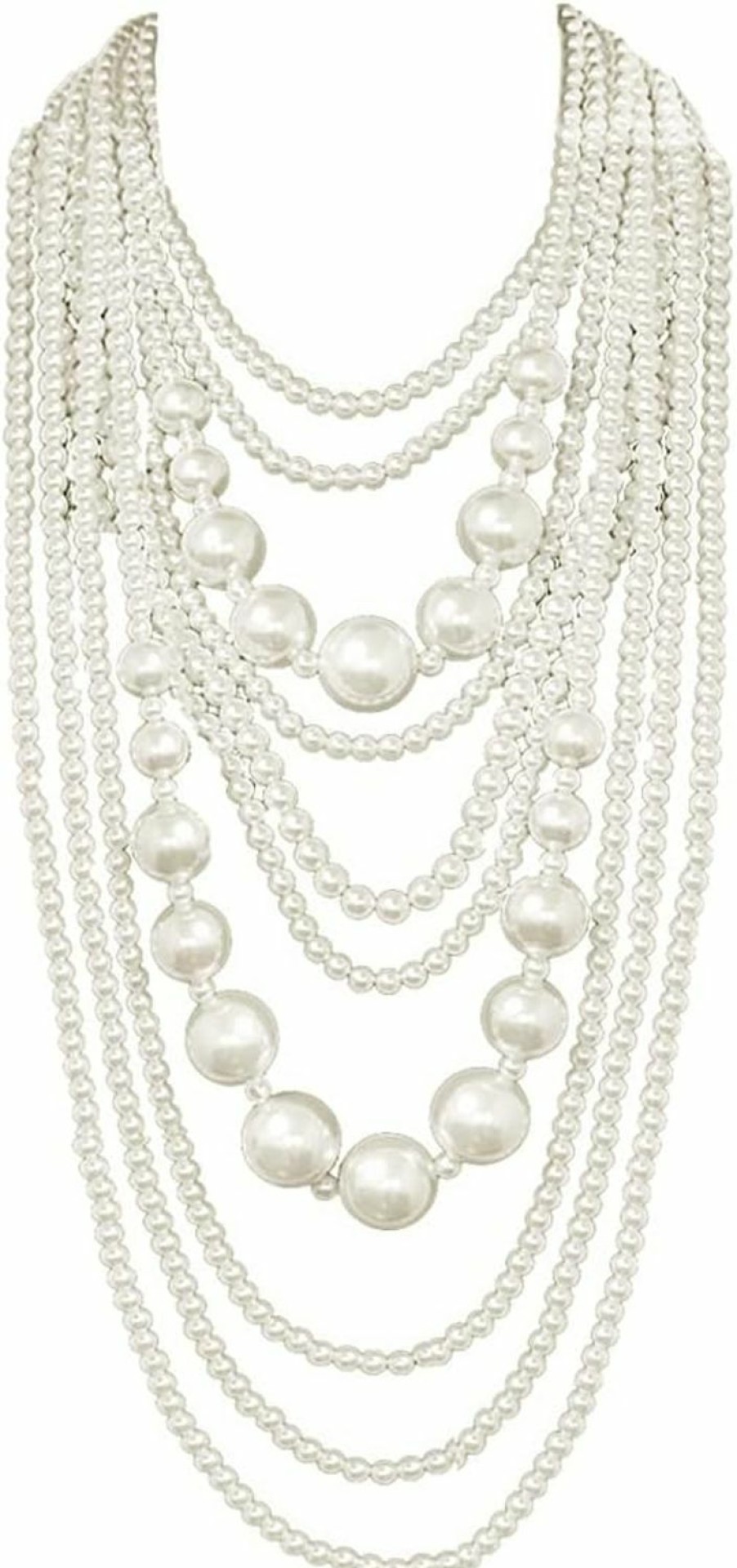 Fashion 21 Fashion 21 Women'S Chunky Multi-Strand Simulated Pearl Statement Necklace And Earrings Set In Cream Color Jewelry Sets