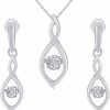 THE JEWEL ZONE The Jewel Zone Dancing Natural Diamond Infinity Earring Pendant Set In 14K Gold Over Sterling Silver Jewelry Sets