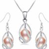 HENGSHENG Hengsheng 100% Natural Freshwater Pearl Jewelry Sets For Women Fashion 925 Sterling Silver Earrings&Pendant Wedding Jewelry Jewelry Sets