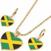 CB Gold Jewelry Heart Enamel Jamaica Pendant Necklaces Jewellery Gold Color Jewelry Jamaican Flag Jewelry Jewelry Sets