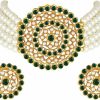 Aheli Aheli Gold Plated Pearl Diamond Kundan Choker Necklace With Round Earrings Traditional Jewelry Set Jewelry Sets