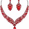 EVER FAITH Ever Faith Austrian Crystal Elegant V-Shaped Teardrop Necklace Earrings Set Jewelry Sets