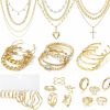 VKME Vkme 41 Pcs Gold Jewelry Set For Women Girls, Dainty Dangle Earrings,Cute Knuckle Rings,Adjustable Layered Necklaces And Chunky Bracelets,Fashion Trendy Anniversary Birthday Gift Packs Jewelry Sets