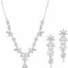 SWEETV Sweetv Wedding Jewelry For Bride, Teardrop Cubic Zirconia Necklace Earrings Set For Women, Chandelier Bridal Jewelry Set For Wedding Prom Jewelry Sets