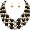 Rosemarie & Jubalee Rosemarie & Jubalee Women'S 3 Colorful Multi Strands Simulated Pearl Necklace And Earrings Jewelry Gift Set, 18\"+3\" Extender Jewelry Sets