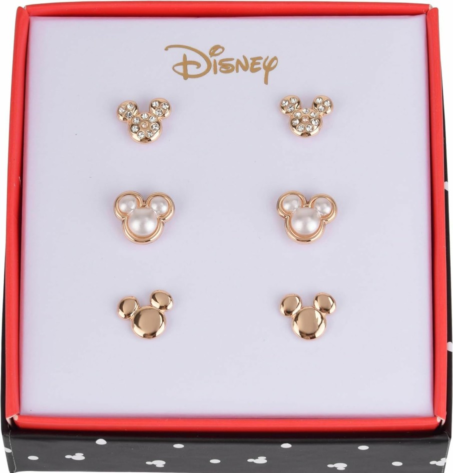 Disney Disney Mickey Mouse Trio Earring Set, Jewelry Gift Box, Gold Tone Enamel, 25" Drop, Post Closure Jewelry Sets