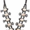 Rosemarie & Jubalee Rosemarie & Jubalee Women'S Statement Western Howlite Squash Blossom Necklace Earrings Set, 27\"+3\" Extension Jewelry Sets