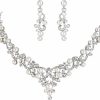 BriLove Brilove Women'S Wedding Bridal Crystal Simulated Pearl Filigree Vine Y-Necklace Dangle Earrings Set Jewelry Sets