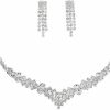 Unicra Unicra Silver Bride Necklace Earrings Set Bridal Wedding Jewelry Sets Party Rhinestone Costume Jewelry Set Crystal Choker Necklace For Women And Girls Jewelry Sets