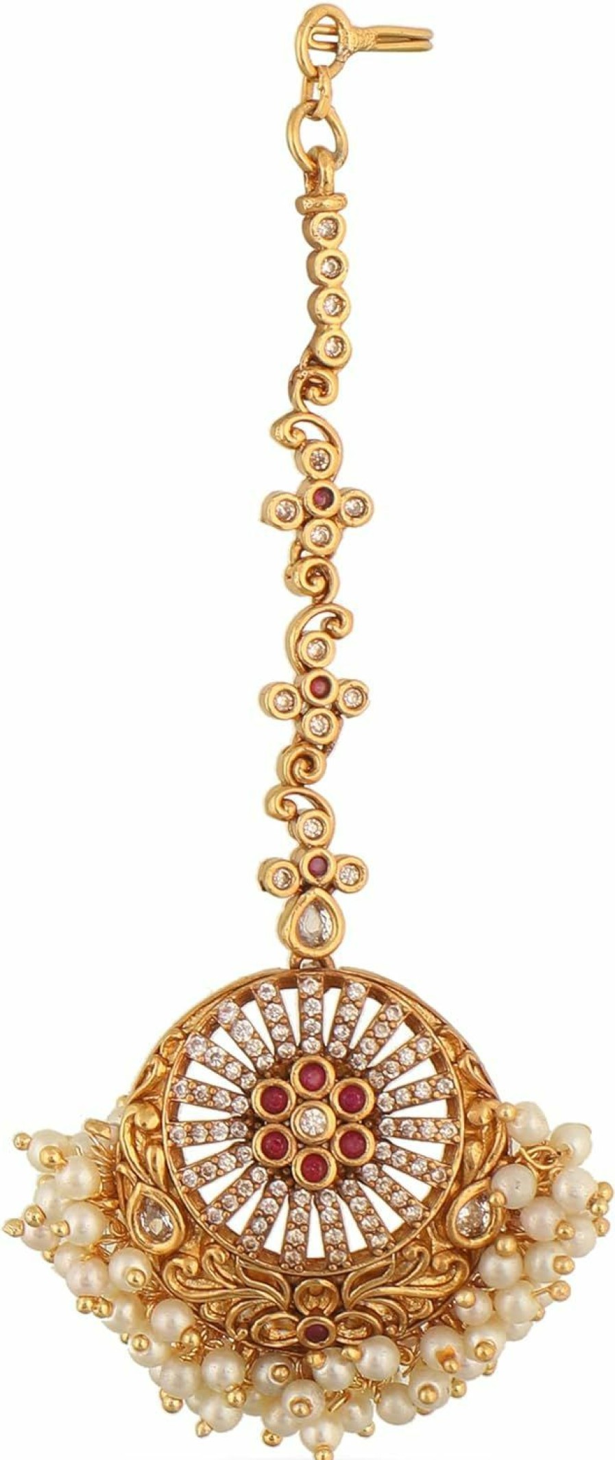 TARINIKA Tarinika Antique Gold Plated Simmi Maang Tikka With Floral Design - Indian Maang Tika For Women And Girls Perfect For Ethnic Occasions | Traditional Indian Maang Tikka | 1 Year Warranty* Jewelry Sets