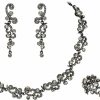 EVER FAITH Ever Faith Women'S Austrian Crystal Elegant Wedding Flower Wave Necklace Earrings Bracelet Set Jewelry Sets