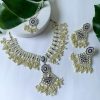 I Jewels I Jewels Gold Plated Indian Wedding Bollywood Pearl Kundan Studded Meenakari Necklace With Earring Maang Tikka Set For Women/Girls (K7224Bl) Jewelry Sets