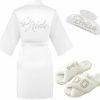 Generic Bride To Be Gift Set, I Do Bride Slide Slippers, Bride Robe Hair Claw Bride Patch Mrs Cosmetic Bag Bangle Earrings Necklace Jewelry Sets