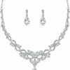 Octwine Octwine Bride Crystals Rhinestones Necklace Earrings Set Bridal Wedding Jewelry Sets Rhinestone Choker Necklace Prom Party Costume Jewelry Set For Women And Girls(Necklace And Earrings) (Silver 1) Jewelry Sets