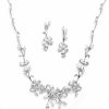 Mariell Mariell Silver Platinum Vine Cz Necklace And Earrings Jewelry Set For Brides, Weddings & Evening Wear Jewelry Sets