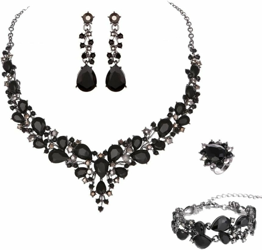 Molie Molie Bridal Austrian Crystal Necklace And Earrings Jewelry Set Gifts Fit With Wedding Dress Jewelry Sets