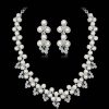 JWICOS Jwicos Faux Pearl Bridal Necklace Earrings Set Elegant Classic Rhinestones Floral Vine Filigree Wedding Bride Accessoreis Set For Women And Girls Jewelry Sets