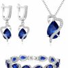 EVER FAITH Ever Faith Wedding Jewelry Set For Bride Bridesmaid, Glamour Teardrop Cubic Zirconia Pendant Necklace Earrings Tennis Bracelet Open Ring Sets For Birthday/Valentine'S Day/Mother'S Day/Christmas Jewelry Sets